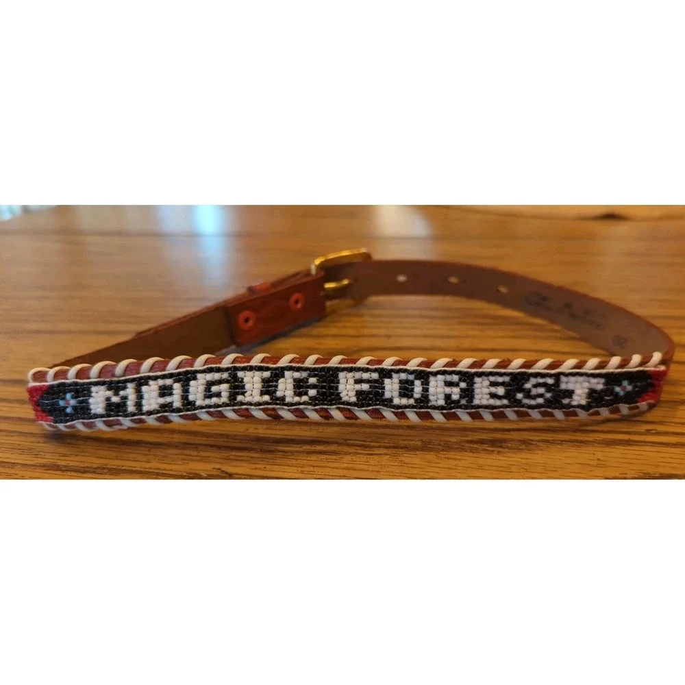 NOS Magic Forest Lake George NY Novelty Beaded Leather Belt Kids Youth Adult 20